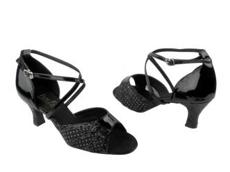 dansschoenen zwart mesh glitters   